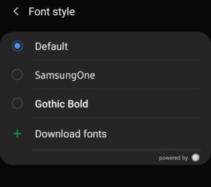 Galaxy A20 System font