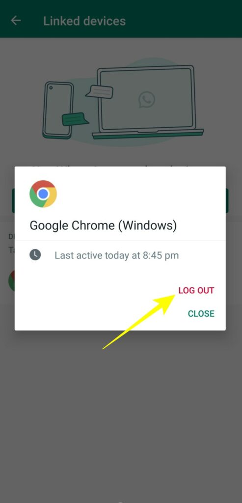 Steps to to unlink a device in WhatsApp