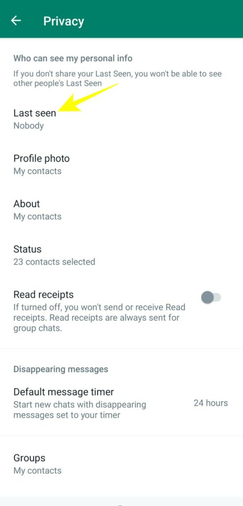 Steps to hide your last seen from selected contacts