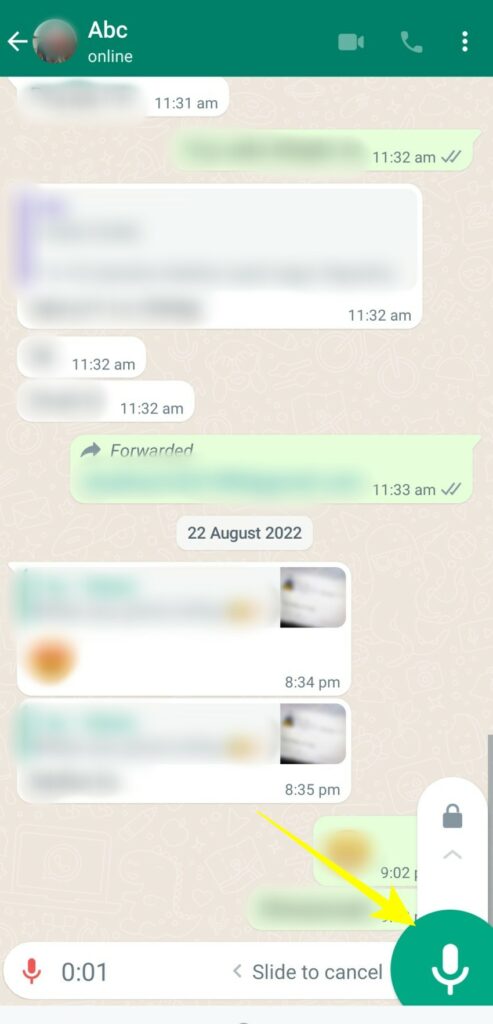 Steps to use WhatsApp audio note feature