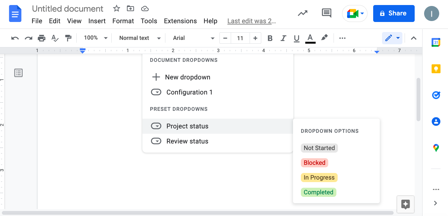 Google Docs Dropdown